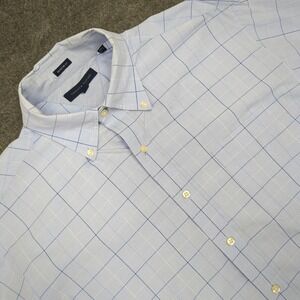 Tommy Hilfiger Mens Dress Shirt‎ Blue Plaid Regular Fit XL 17 34-35 Long Sleeve